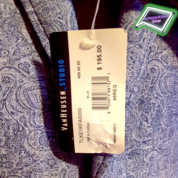 VAN Heusen Studio Funky Paisley Blue Dress Blazer, 46R New - Picture 7 of 9